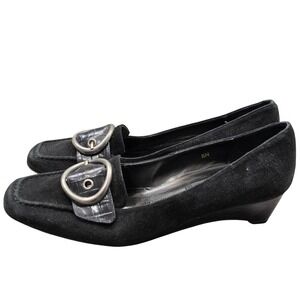 Vaneli Black‎ Suede Wedge Loafers 8N Narrow Comfort Classic Office Quiet Luxury